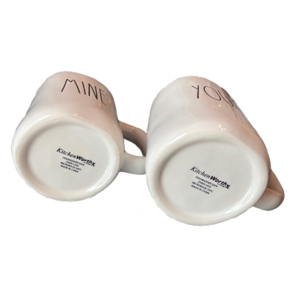 White Ceramic Mug Set - 'Mine' and 'Yours' (without box) - Picture 2 of 3